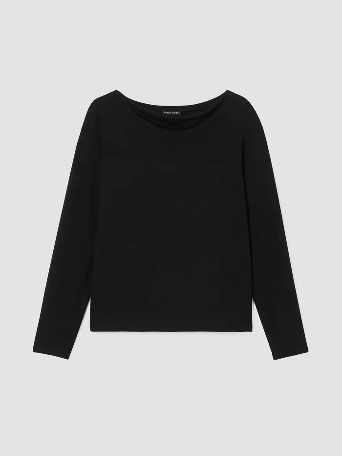Women Eileen Fisher Tops and Tees Fine Jersey Cowl Neck Top Black