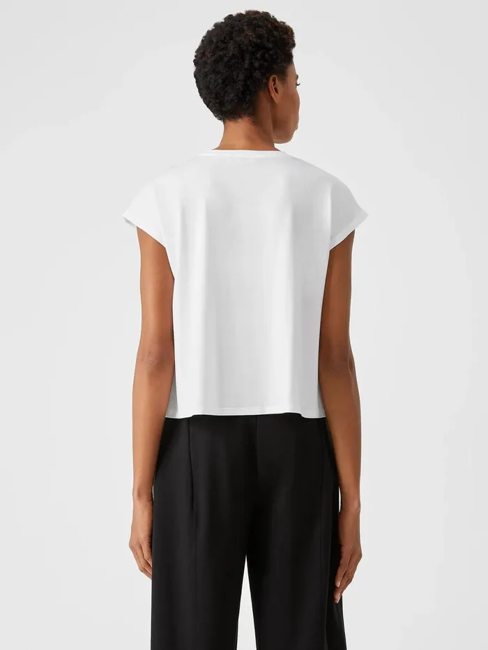 Women Eileen Fisher Tops and Tees Fine Jersey Square Top White