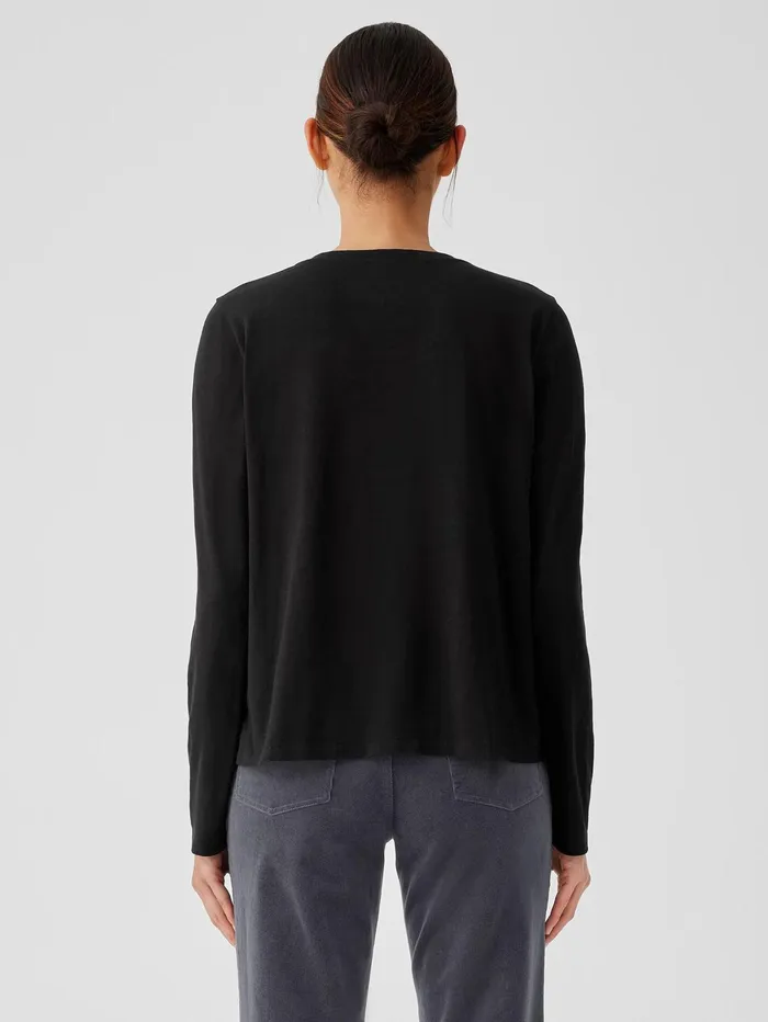 Women Eileen Fisher Tops and Tees Organic Cotton Slub VNeck Top Black