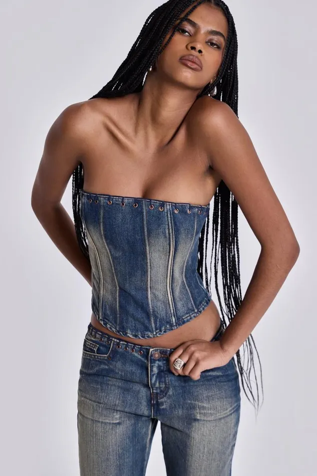 Women Elia Denim Corset Top Jaded London CoOrds