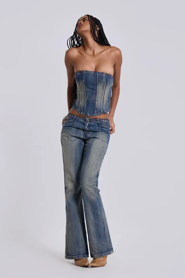 Women Elia Denim Corset Top Jaded London CoOrds