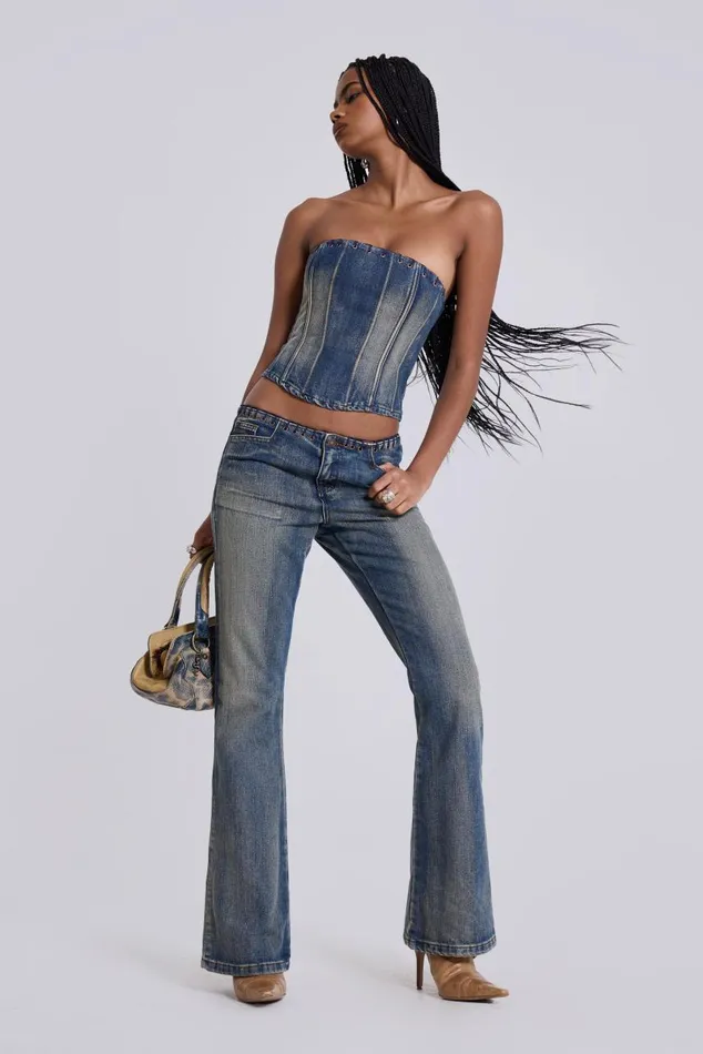 Women Elia Denim Corset Top Jaded London CoOrds