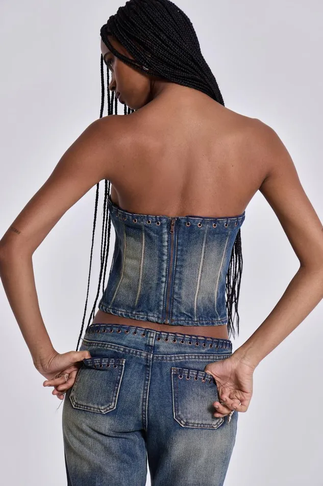 Women Elia Denim Corset Top Jaded London CoOrds