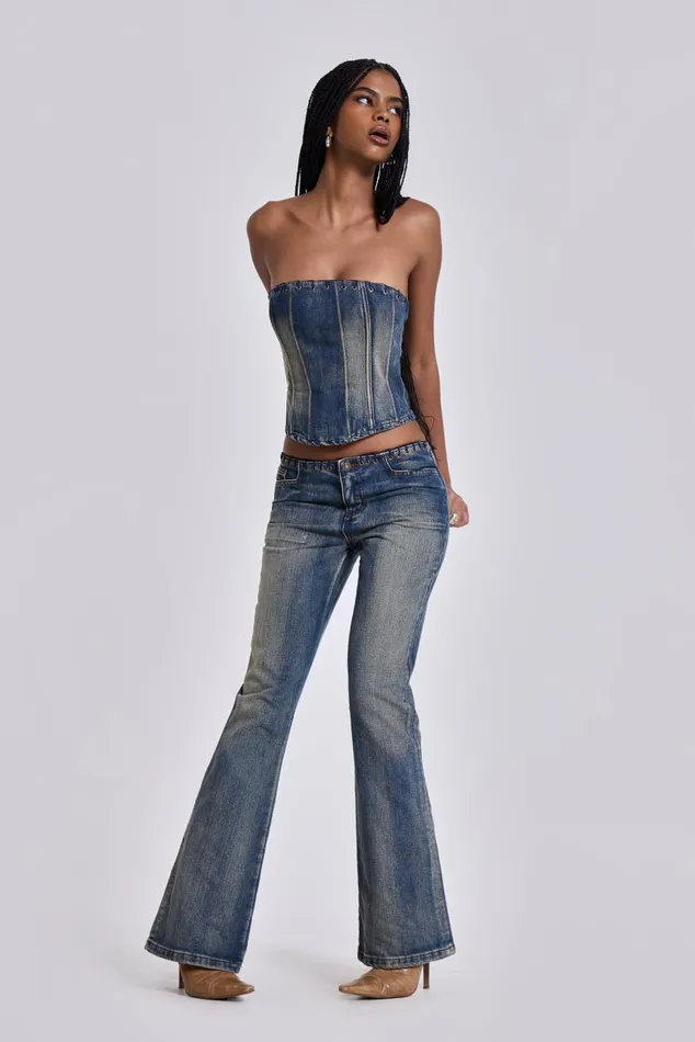 Women Elia Denim Corset Top Jaded London CoOrds