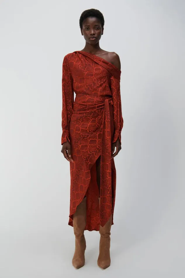Women Elisabetta Skirt Carmine Python Jonathan Simkhai Pants and Bottoms