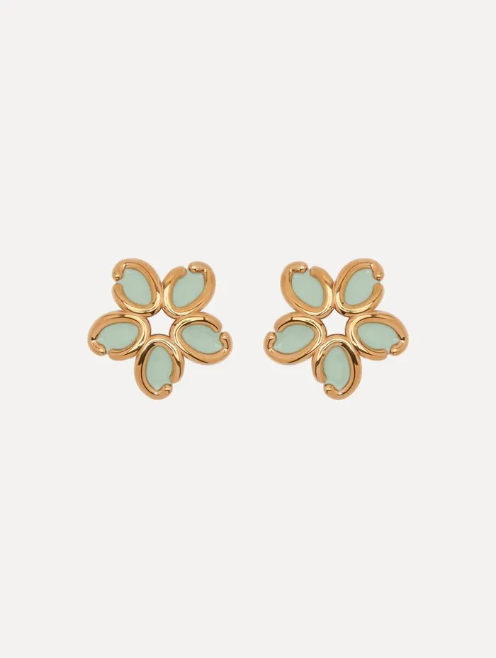 Women Enamel O Flower Earrings Green Oscar De La Renta Earrings