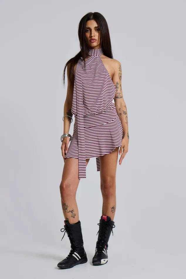 Women Enya Backless Dress In Burgundy Jaded London Mini Dresses