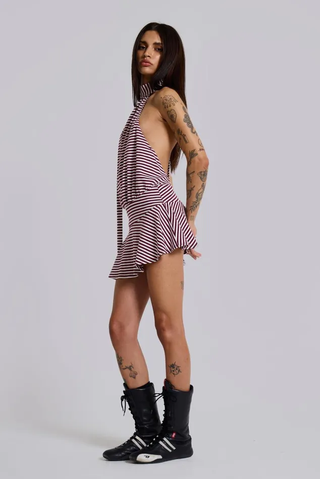 Women Enya Backless Dress In Burgundy Jaded London Mini Dresses