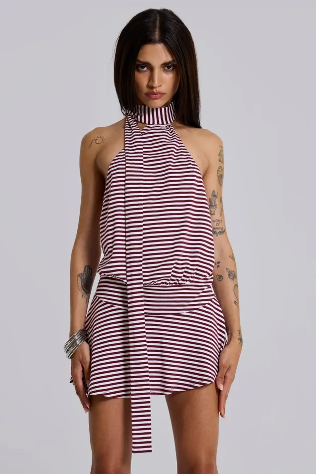 Women Enya Backless Dress In Burgundy Jaded London Mini Dresses