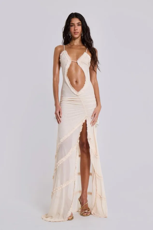 Women Fatale Maxi Dress In Vanilla Jaded London Maxi Dresses