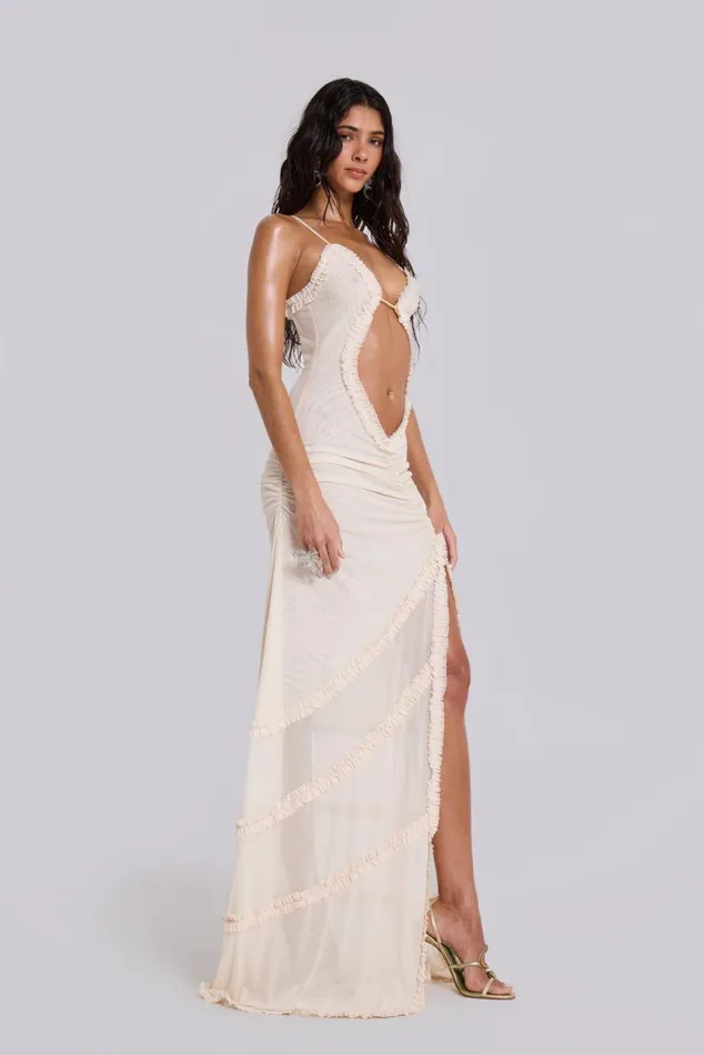 Women Fatale Maxi Dress In Vanilla Jaded London Maxi Dresses