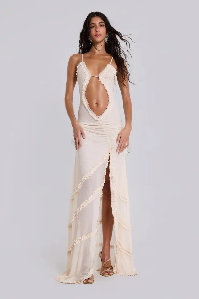 Women Fatale Maxi Dress In Vanilla Jaded London Maxi Dresses