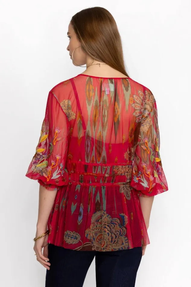 Women FEATHER LARK MESH BLOUSE Multi Johnny Was Tops Women FEATHER LARK MESH BLOUSE Multi Johnny Was Tops