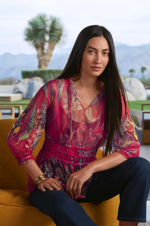 Women FEATHER LARK MESH BLOUSE Multi Johnny Was Tops Women FEATHER LARK MESH BLOUSE Multi Johnny Was Tops