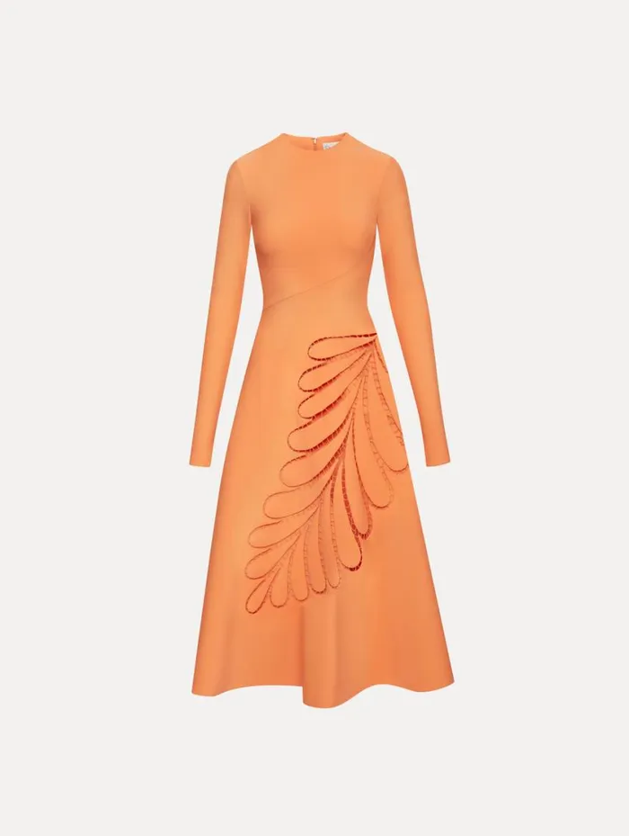 Women Fern Cutout Midi Dress Apricot Oscar De La Renta Dresses
