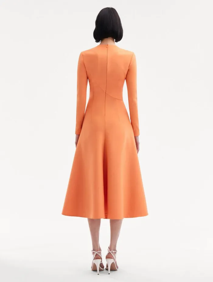 Women Fern Cutout Midi Dress Apricot Oscar De La Renta Dresses Women Fern Cutout Midi Dress Apricot Oscar De La Renta Dresses