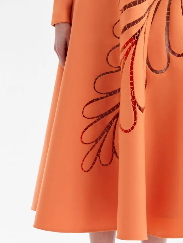 Women Fern Cutout Midi Dress Apricot Oscar De La Renta Dresses Women Fern Cutout Midi Dress Apricot Oscar De La Renta Dresses