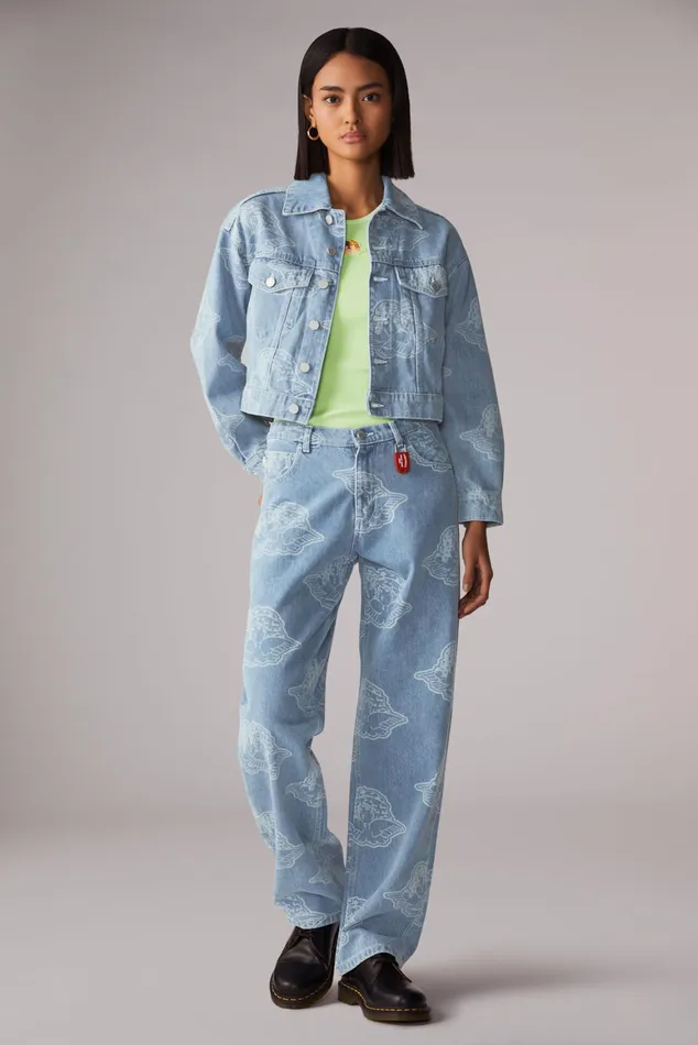 Women Fiorucci Jeans and Denim All Over Angels Denim Jacket Blue