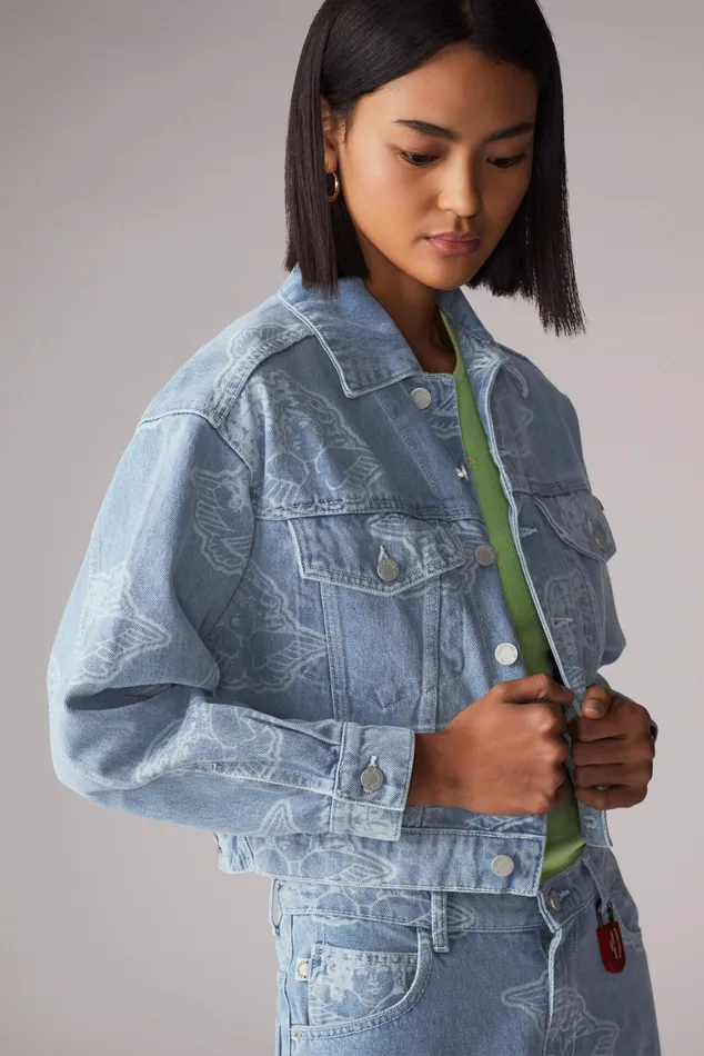 Women Fiorucci Jeans and Denim All Over Angels Denim Jacket Blue Women Fiorucci Jeans and Denim All Over Angels Denim Jacket Blue