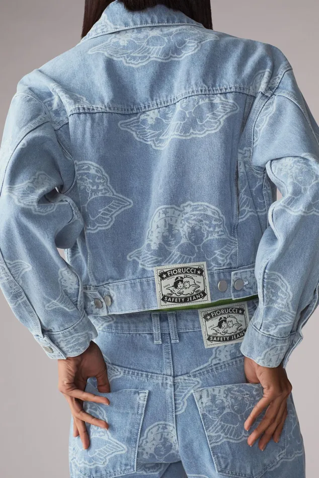 Women Fiorucci Jeans and Denim All Over Angels Denim Jacket Blue Women Fiorucci Jeans and Denim All Over Angels Denim Jacket Blue