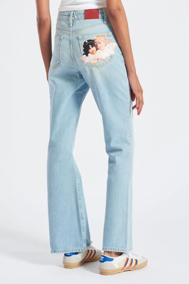Women Fiorucci Jeans and Denim Angels Patch Flare Jeans Blue
