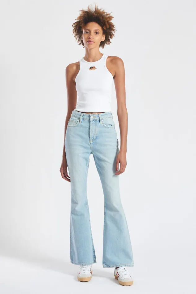 Women Fiorucci Jeans and Denim Angels Patch Flare Jeans Blue Women Fiorucci Jeans and Denim Angels Patch Flare Jeans Blue
