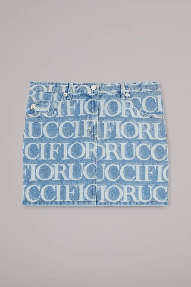 Women Fiorucci Jeans and Denim Laser Monogram Denim Mini Skirt Blue Women Fiorucci Jeans and Denim Laser Monogram Denim Mini Skirt Blue