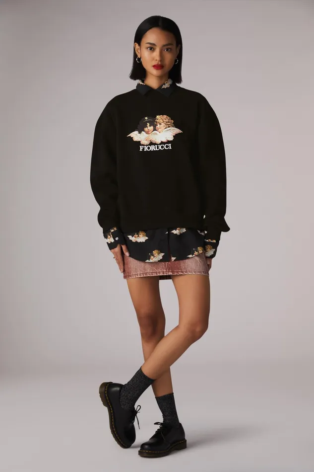 Women Fiorucci Sweatshirts and Hoodies Angels Sweatshirt Black