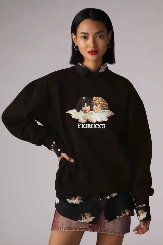 Women Fiorucci Sweatshirts and Hoodies Angels Sweatshirt Black