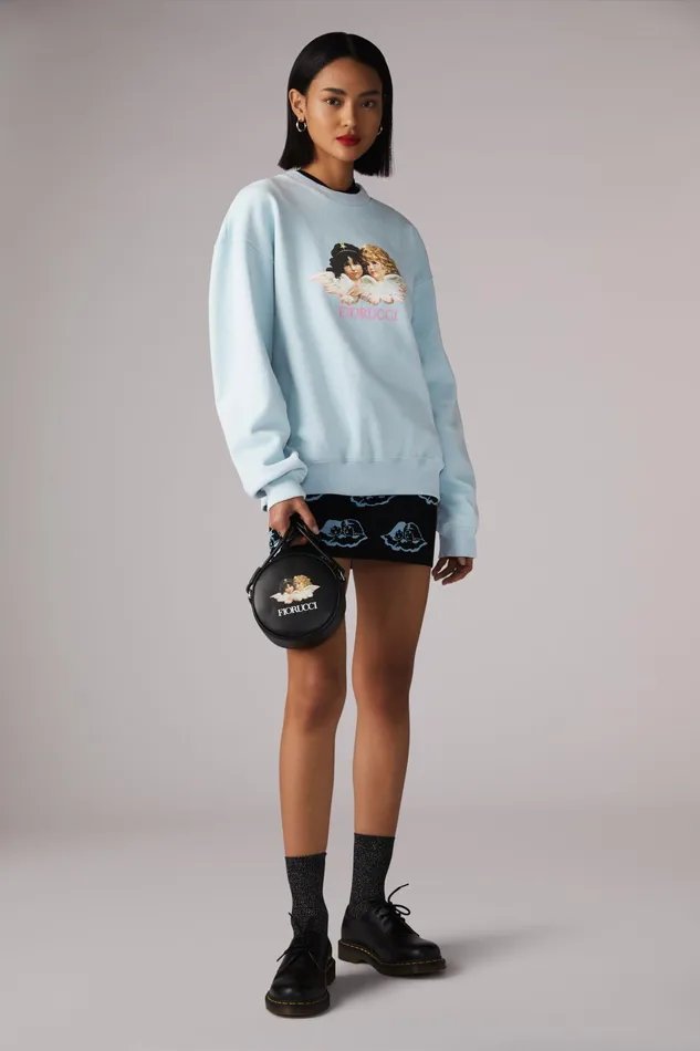 Women Fiorucci Sweatshirts and Hoodies Angels Sweatshirt Blue