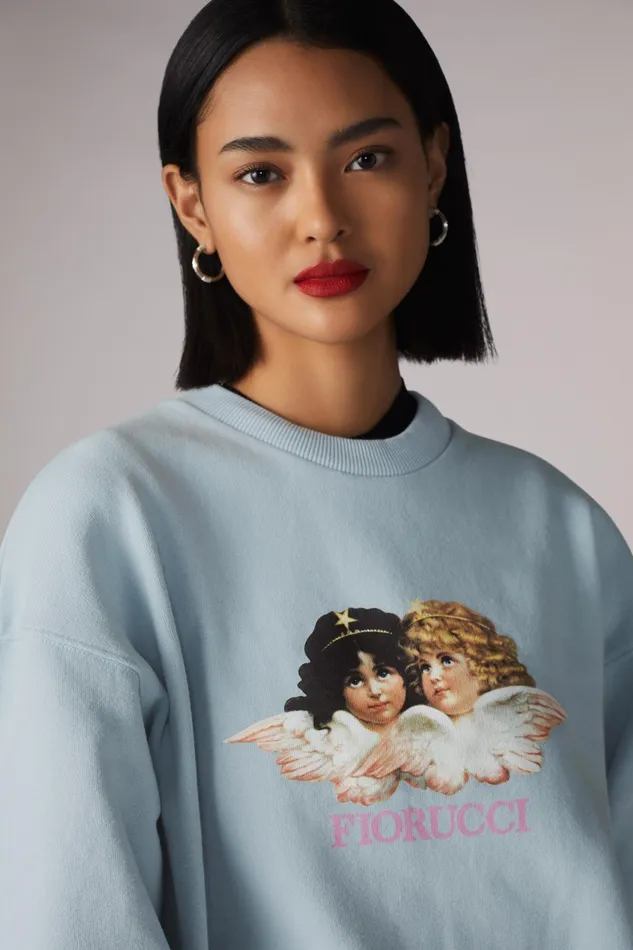 Women Fiorucci Sweatshirts and Hoodies Angels Sweatshirt Blue Women Fiorucci Sweatshirts and Hoodies Angels Sweatshirt Blue
