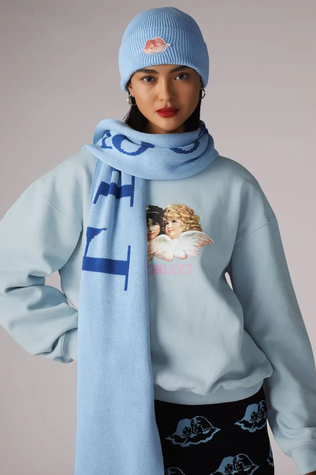 Women Fiorucci Sweatshirts and Hoodies Angels Sweatshirt Blue Women Fiorucci Sweatshirts and Hoodies Angels Sweatshirt Blue