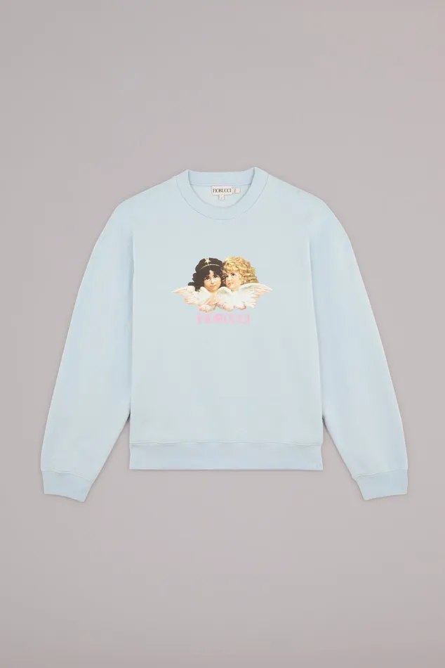 Women Fiorucci Sweatshirts and Hoodies Angels Sweatshirt Blue Women Fiorucci Sweatshirts and Hoodies Angels Sweatshirt Blue