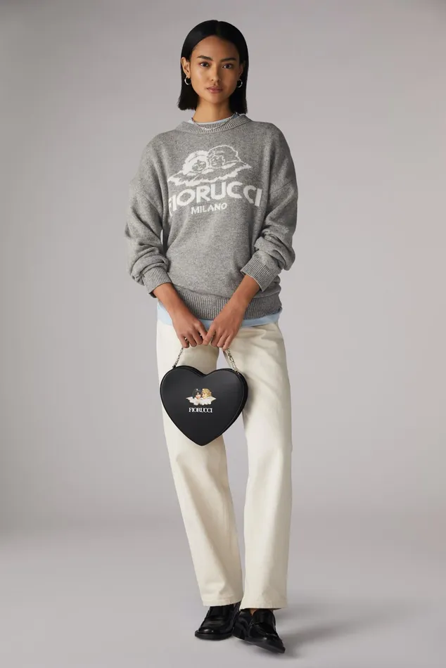 Women Fiorucci Sweatshirts and Hoodies Milano Angels Knit Jumper Grey
