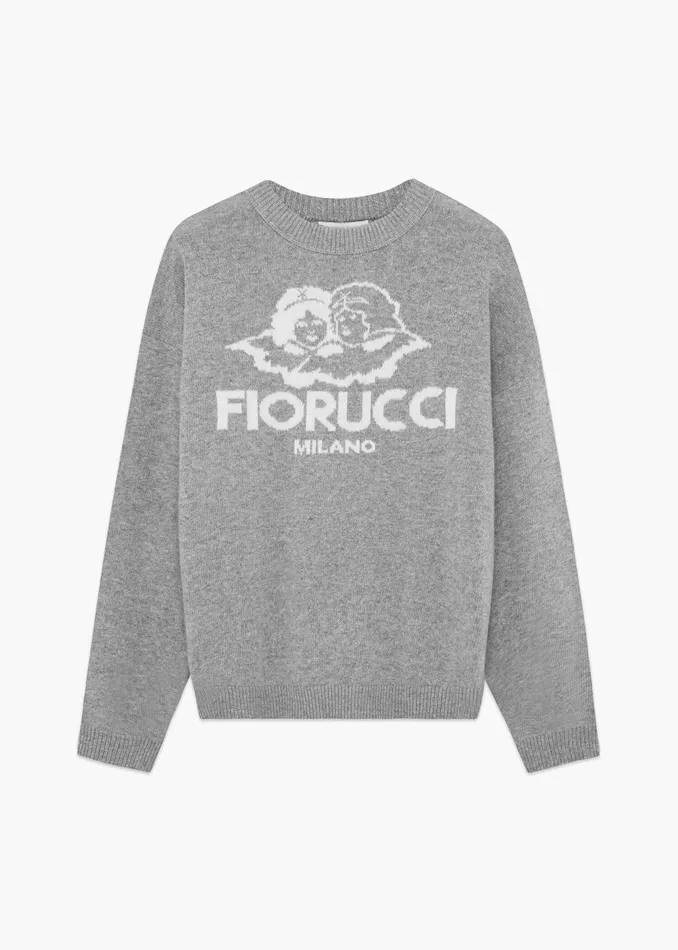 Women Fiorucci Sweatshirts and Hoodies Milano Angels Knit Jumper Grey