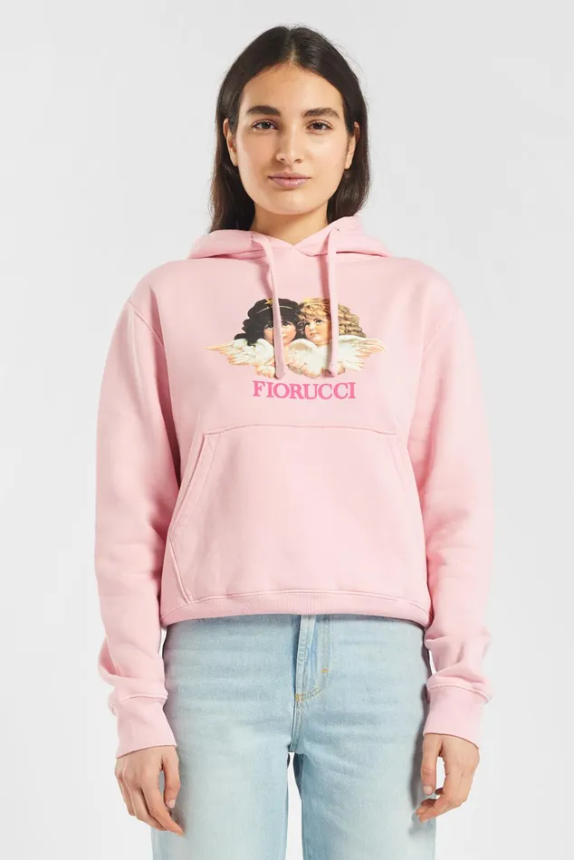 Women Fiorucci Sweatshirts and Hoodies Vintage Angels Hoodie Dusty Pink