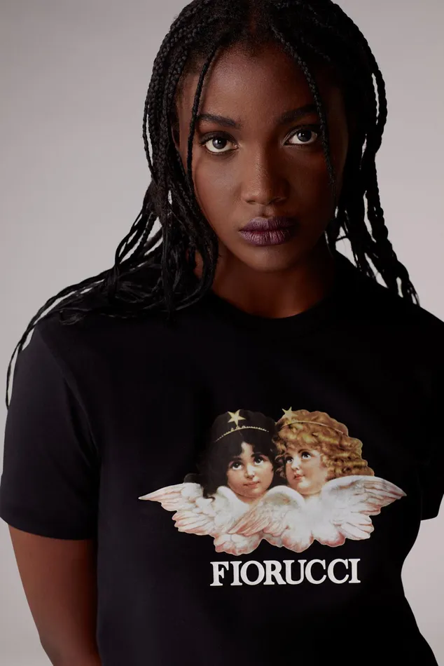 Women Fiorucci TShirts and Tops Angels TShirt Black Women Fiorucci TShirts and Tops Angels TShirt Black