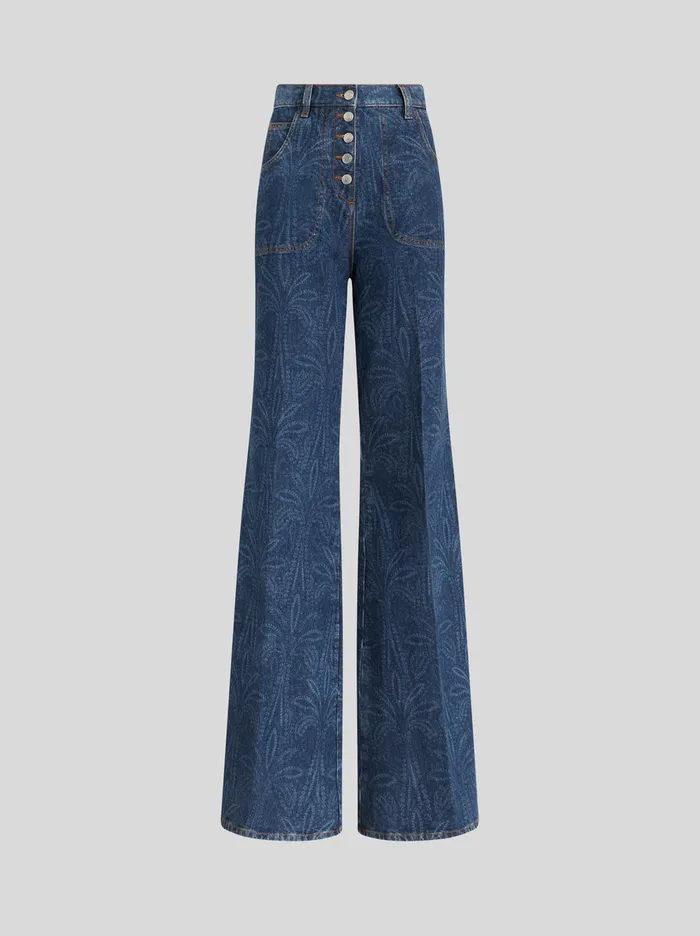 Women Flared Jeans With Palm Trees Etro Trousers