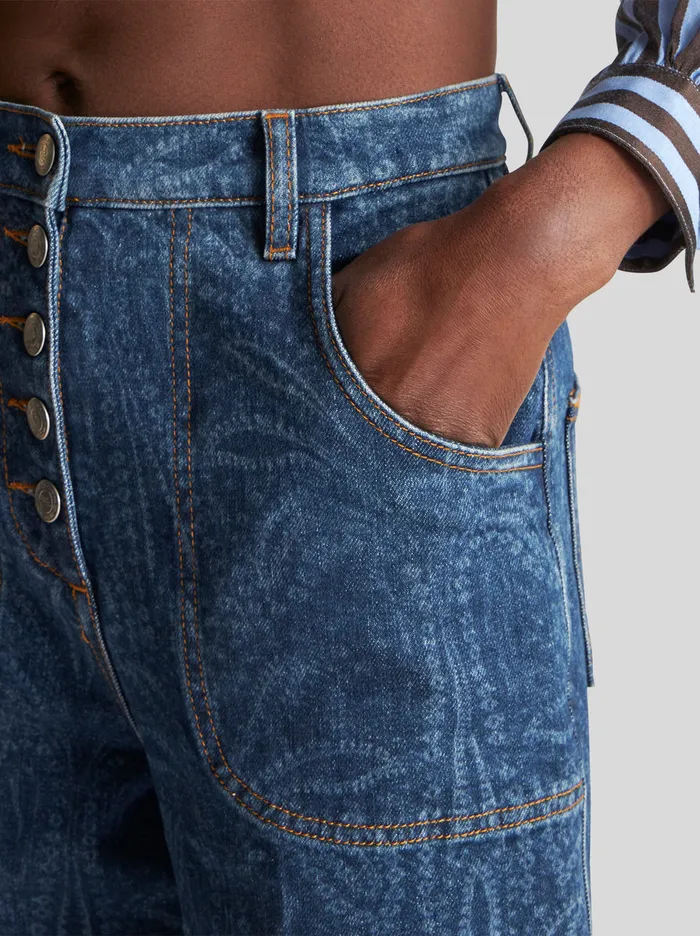 Women Flared Jeans With Palm Trees Etro Trousers