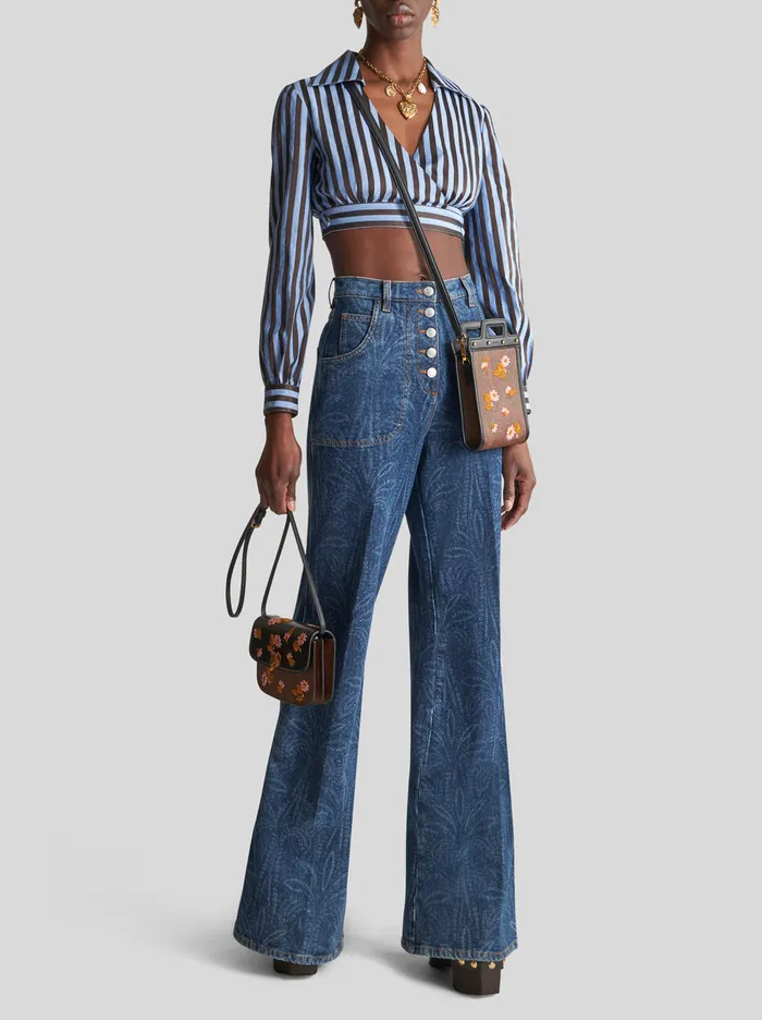 Women Flared Jeans With Palm Trees Etro Trousers