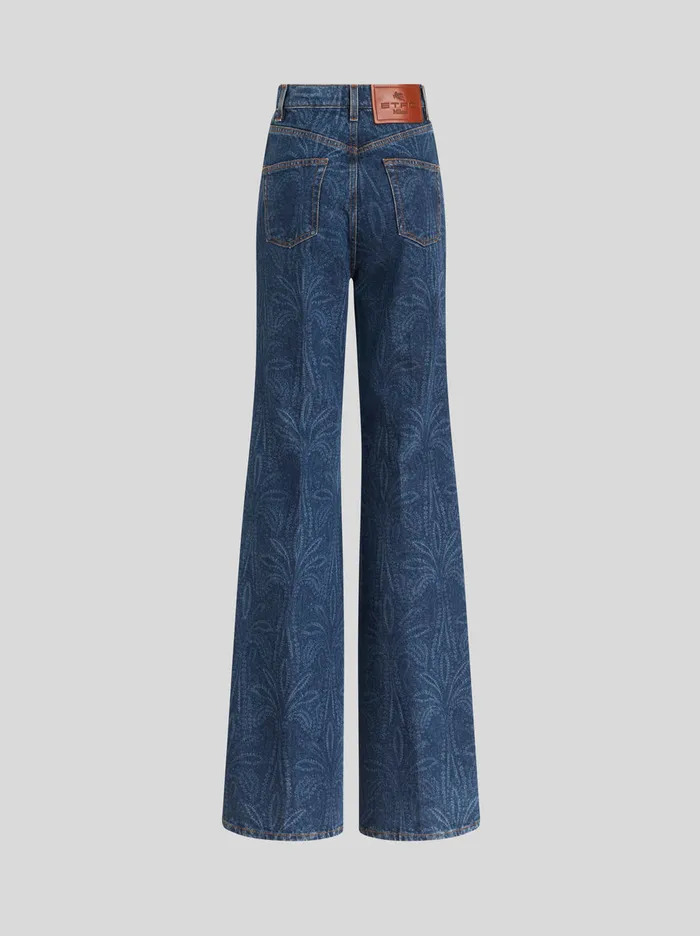 Women Flared Jeans With Palm Trees Etro Trousers