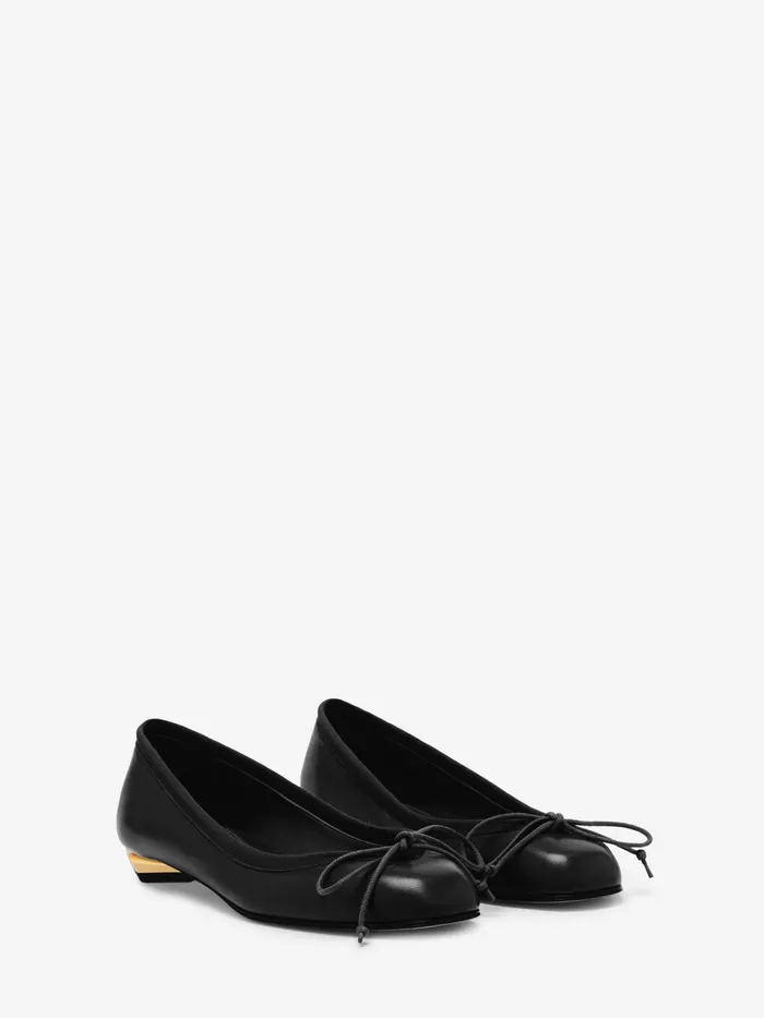 Women Flat Shoes Alexander McQueen Armadillo Ballet Flat Blacksilvergold