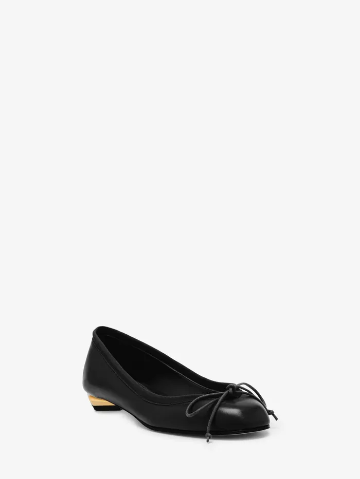 Women Flat Shoes Alexander McQueen Armadillo Ballet Flat Blacksilvergold