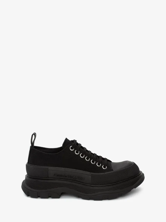 Women Flat Shoes Alexander McQueen Tread Slick Lace Up Black