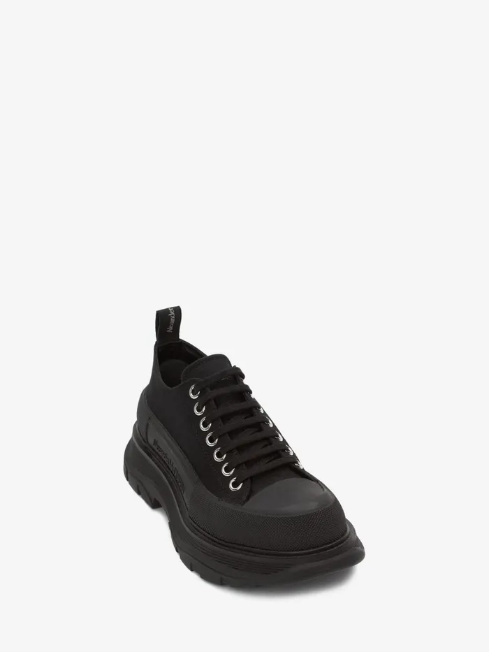 Women Flat Shoes Alexander McQueen Tread Slick Lace Up Black