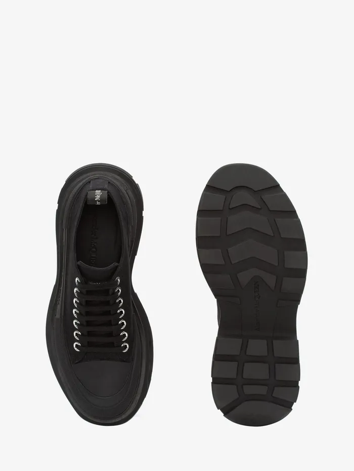 Women Flat Shoes Alexander McQueen Tread Slick Lace Up Black