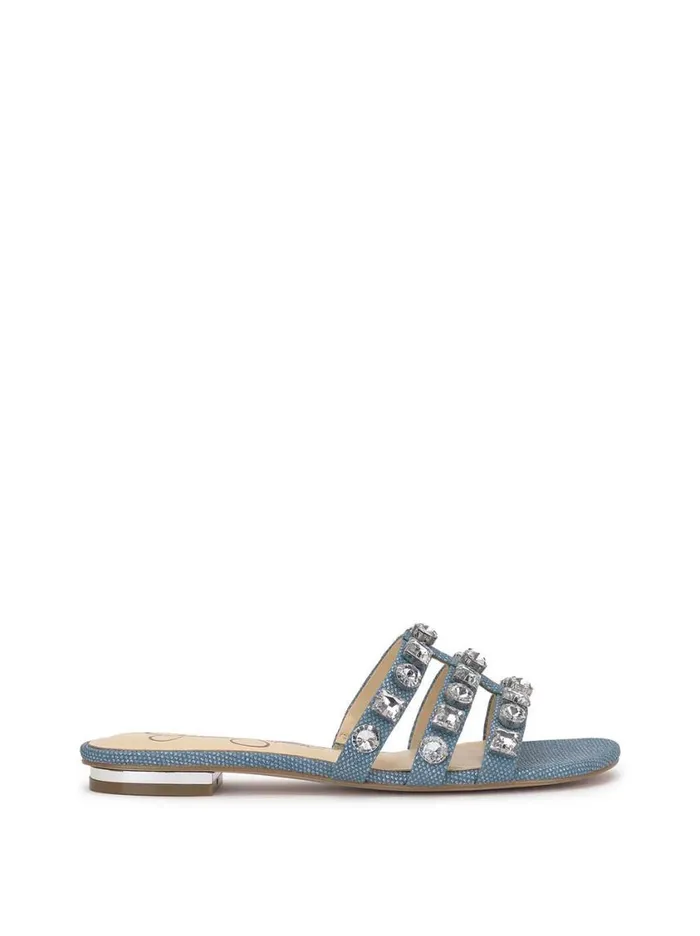 Women Flats Jessica Simpson Detta Sandal In Blue Denim