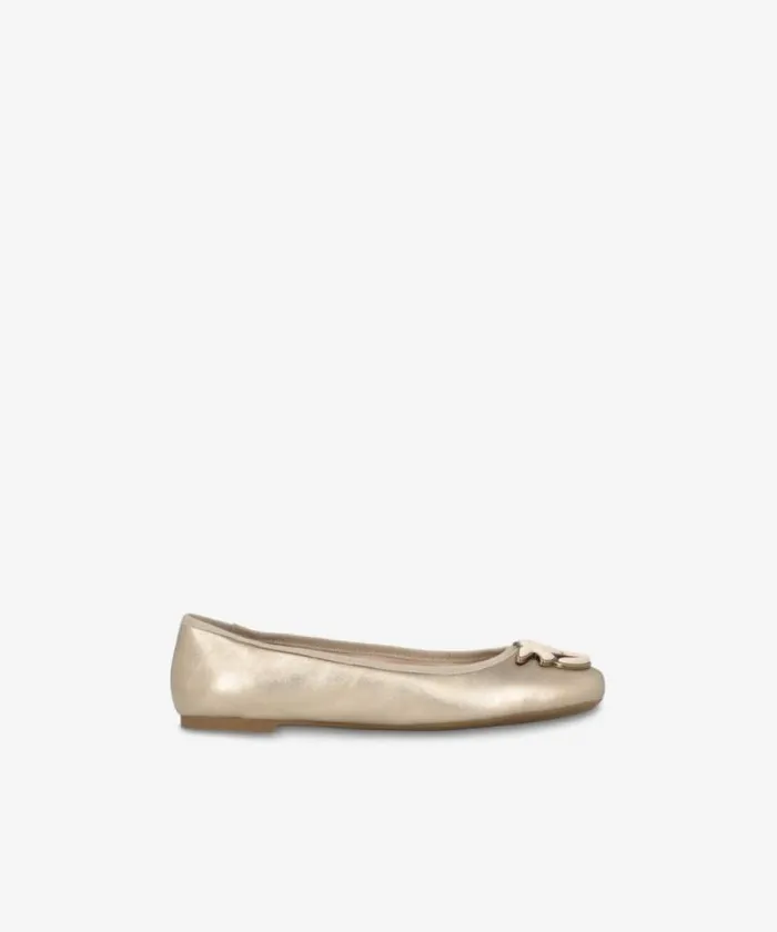 Women Flats Pinko Laminated Leather Ballerinas With Removable Ribbons Light Gold Women Flats Pinko Laminated Leather Ballerinas With Removable Ribbons Light Gold