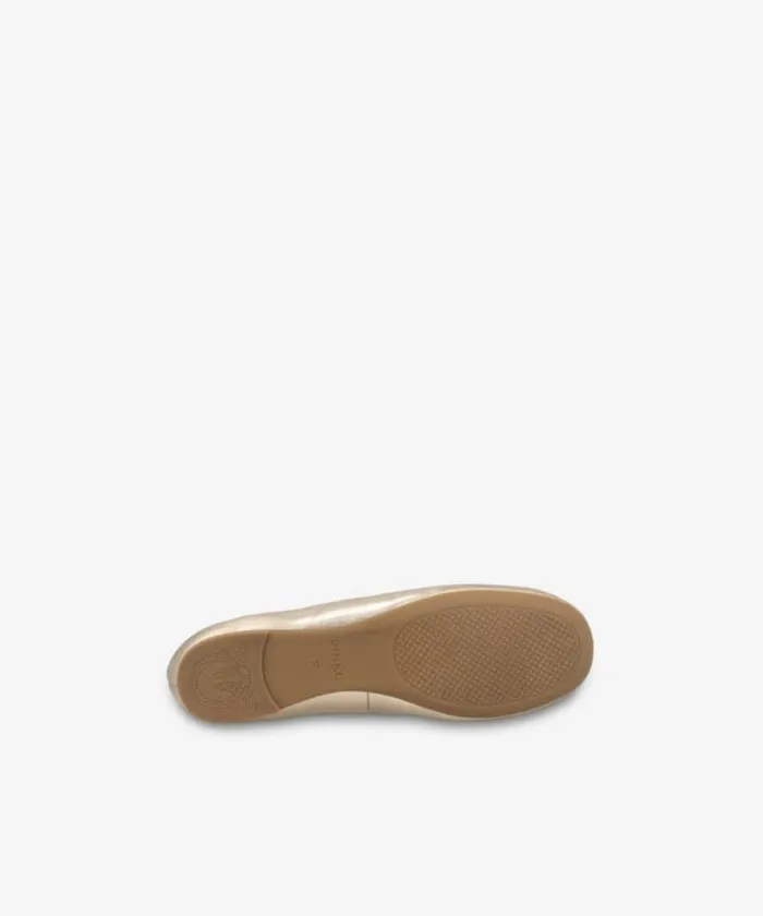 Women Flats Pinko Laminated Leather Ballerinas With Removable Ribbons Light Gold Women Flats Pinko Laminated Leather Ballerinas With Removable Ribbons Light Gold