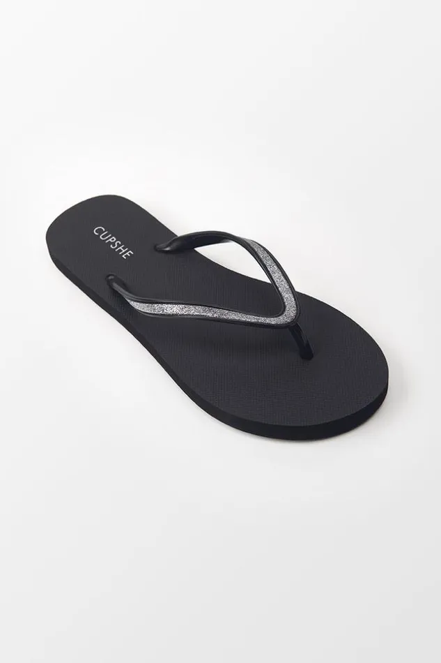 Women Flip Flops Cupshe Noire Minimalist Flip Flops Black